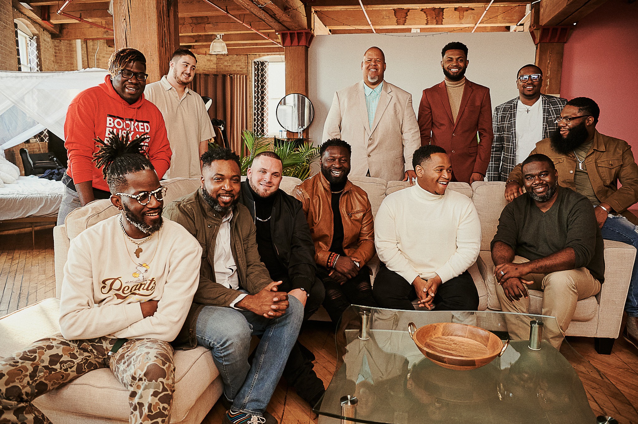 Men gathered together in community